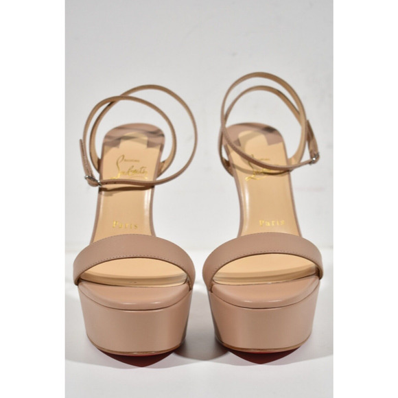 Christian Louboutin Loubi Queen Alta 150 Nude Ankle Strap Sandal Heel Pump 39 - Picture 5 of 12